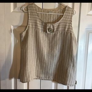Habitat linen tank beige & white stripe linen L
